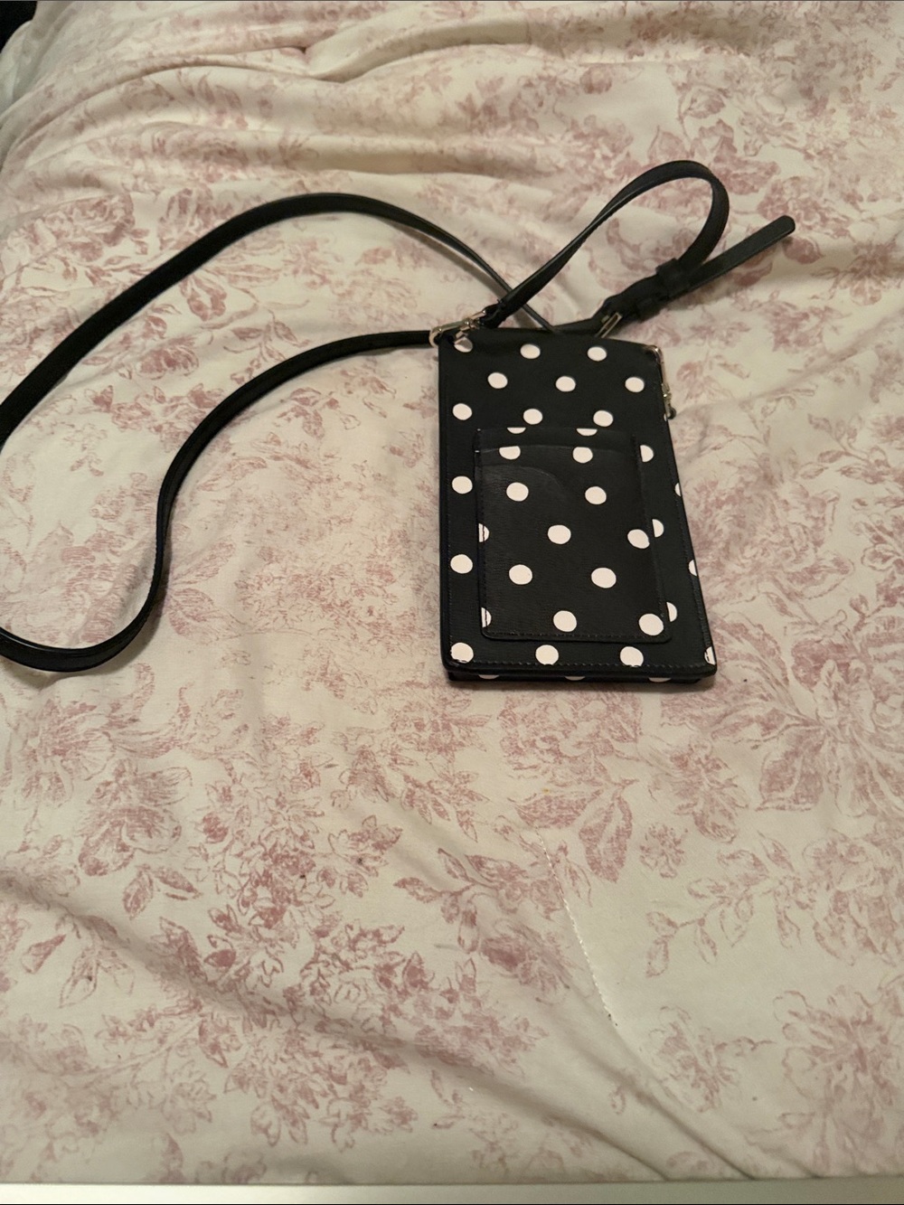 kate spade Black and White Polka Dot Crossbody Phone Pouch - Picture 2 of 4